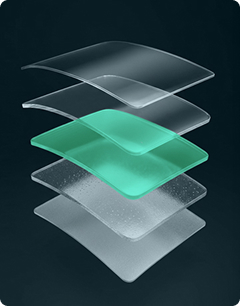 Exploded diagram of paint protection film layers with the TPU layer highlighted in green